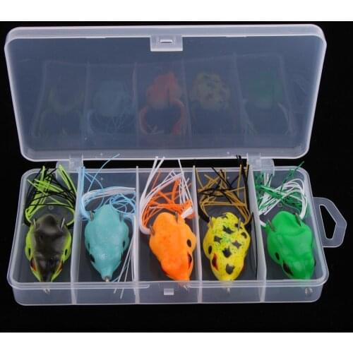 5pcs Soft Frog Fishing Lure Bass Snakehead Bait Pike Perch Catfish Lures Topwater Swimbait Crankbait