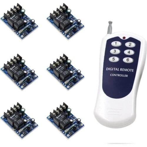 6 Receivers and Transmitter DC12V 24V 36V 48V Multi-function Relay Remote Control Switch System Learning Normally Open/Closed
