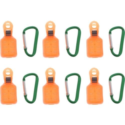 6pcs Shrimp Fishing Lure Cover Case Squid Jig Hook Cap Protector w/ Keychain for Hanging Belt Backpack