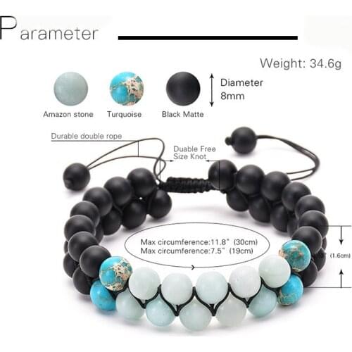 8mm Natural Matte Onxy Wapped Imperial Stones Beaded Double Woven Dainty Bangle Bracelet For Girls Gift