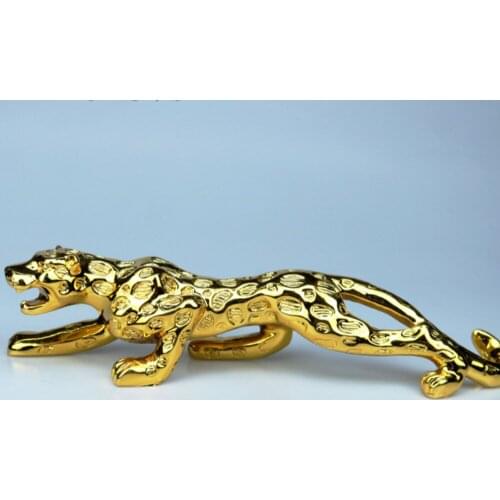 Abstract Modern Gold Panther Sculpture Leopard Resin Statue Wildlife Decoration Present Handicrafts Ornamental