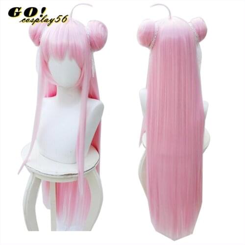 Anime Happy Sugar Life Satou Matsuzaka Long Straight Hair+ Buns Pink Wig Halloween Cosplay