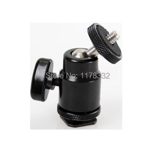 Free Shipping Mini Tripod Ball Head ballhead for digital camera Hot shoe to 1/4 Screw mount flash light stand