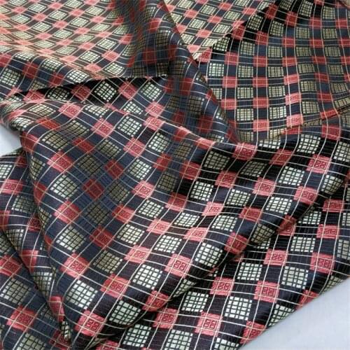CF683 Chinese Style Brocade Jacquard Fabric Red/Black Grid Fabrics Sinicism Fabric Cushion Home Textile Handmade Material