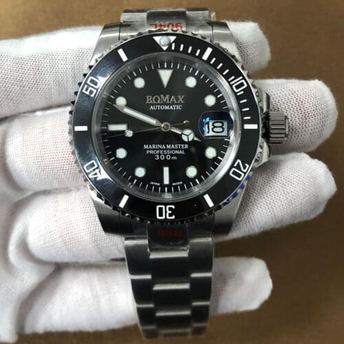 Watch 40mm Sapphire Glass 316L Stainless Steel Case Bracelet Green Luminous Assembly Japanese NH35 Automatic Movement Black Dial