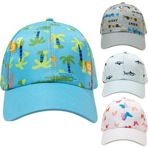 Children Wide Brim Hat Girls Boys Summer Baseball with Textile Fastener Cartoon Summer Boys Girls