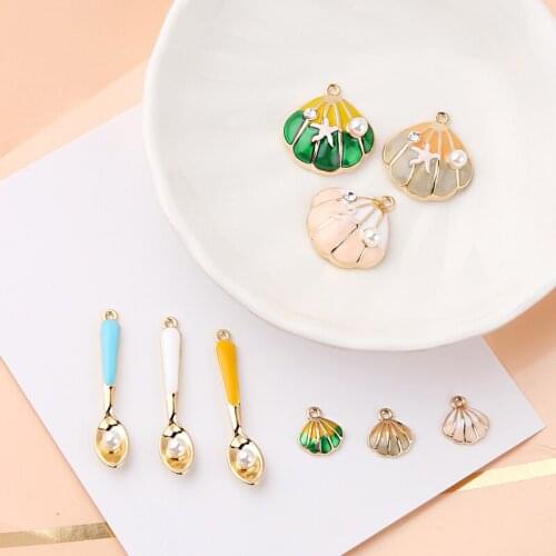 Diy jewelry making 20pcs/lot cute shell/Spoon shape alloy floating locket charms earring fashion pendants accessory