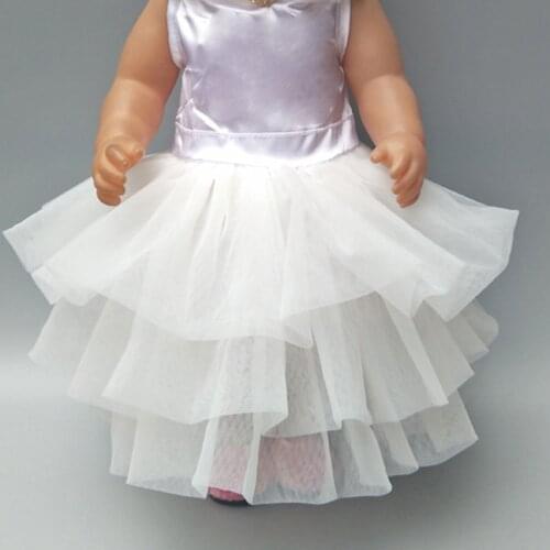 For 43cm baby dolls 3 layers white lace wedding dress which suit for 18 inch girl dolls vintage bride dress