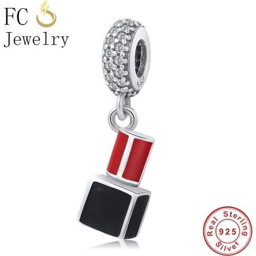 FC Jewelry 100% 925 Sterling Silver Red Lipstick Bead Pendant Fit Original Brand Charm Bracelet Necklaces For Women DIY Gift