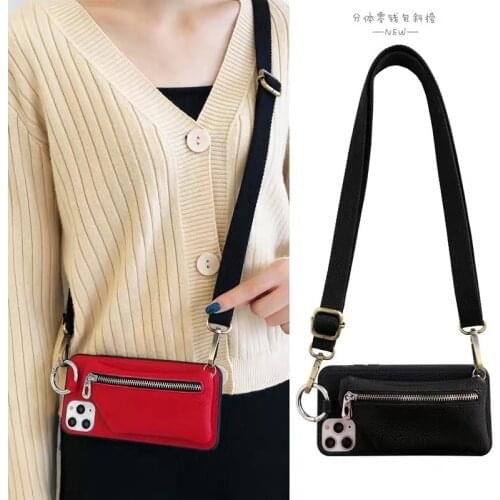 Leather wallet card phone case With Chain For iphone 12 Pro max 11 Pro max X XS XR 6s 7 8 Plus Necklace Lanyard Strap Cover case