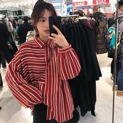 Cool Vintage Striped Shirt Womens Spring 2020 Loose Shirt Blusas Ropa De Mujer
