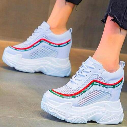 Summer Ankle Boots Womens Genuine Leather Fashion Sneakers Sandals Platform Wedge High Heels Party Pumps Creepers Breathable