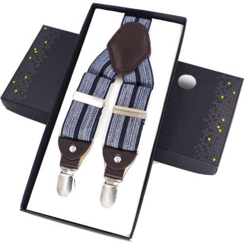 Fashion Leather Suspenders Mans Braces Adjustable 4 clips Suspenders Pants strap suspensorio braces irantes hombre bretelles