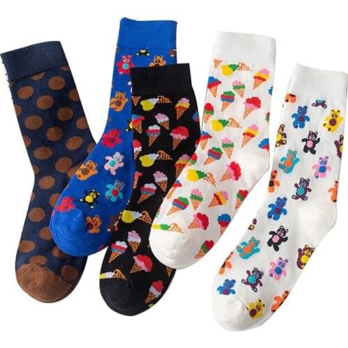 Fashion Lovers Cute Middle Stockings Ice INS Style Women Girl Cartoon Sock Bear