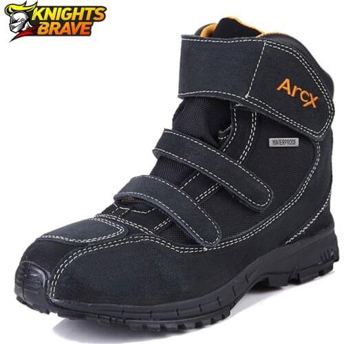 Motorcycle Boots Men Botas Moto Genuine Cow Suede Leather Waterproof Moto Boots Motorbike Racing Boots For 4 Season