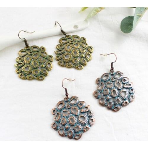 Irregular Hollow Honeycomb Pendant Earrings Hollow Geometric Personality Hanging Earrings Female Creative Retro Jewelry