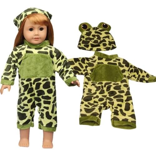 2021 New Pattern Clothes Frog Two Piece Set Fit 18 Inch American&43cm Baby New Born Doll Clothes Accessories