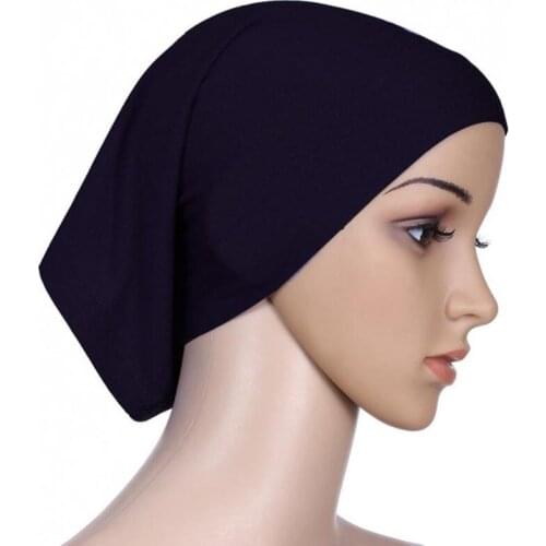 New Women Hijab Under Scarf Tuban Hair Bonnet Cap Bone Islamic Headscarf Head Cover 15 Colors PY4