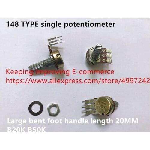 Original new 100% 148 TYPE single potentiometer B20K B50K large bent foot handle length 20MM (SWITCH)