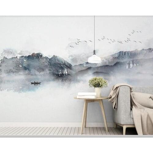 Papel de parede Chinese style artistic abstract landscape painting 3d wallpaper,bedroom living room tv wall restaurant mural