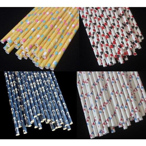 25pcs/lot Paper Drinking Straws Stripe Polka Dot Party Wedding Decoration Kids Birthday Baby Shower Christmas Supplies