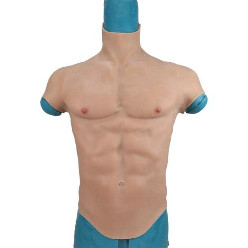 Silicone Cosplay Male Suit False Abdominal Muscle High Collar Short Sleeve Pectoral Muscle Artificial Simulation Man Breast