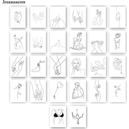 Nordic Canvas Painting Wall Art Figure Body Hand Posters and Print for Living Room Abstract Lady Line Drawing Picture Home Decor