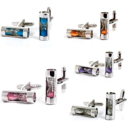 Trendy Time Hourglass Cufflinks High Quality Mens Cufflinks Jewelry Accessories 5 Color For Wedding Party Cufflinks Wholesale