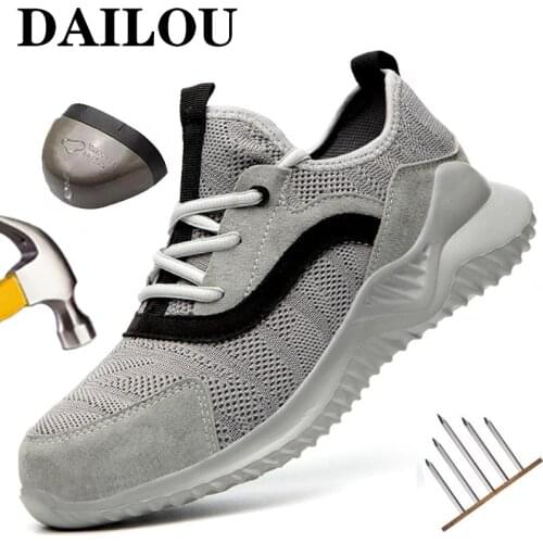 DAILOU Safety Work Shoes Mens Boots Puncture-Proof Steel Toe Safety Shoes Lightweight Work Safety Boots Men Shoes Sneakers