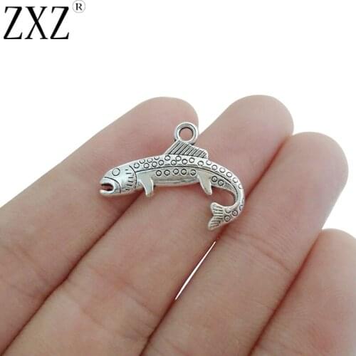 ZXZ 10pcs Ribbonfish Sea Fish Charms Pendants Beads for DIY Necklace Jewelry Making Findings 25x19mm