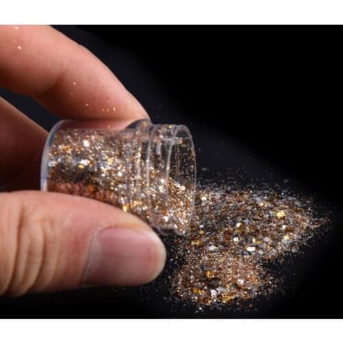 1 Jar/Box 10ml Nail Craft Decoration Mix Size Nail Art Glitter Powder Hexagonal Sequins Dust Sheet Nail Glitter Manicure