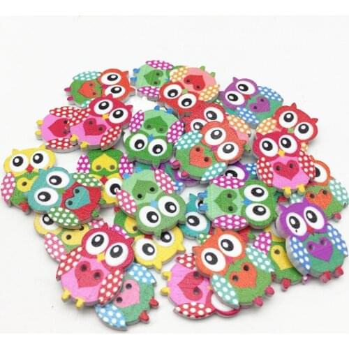 100pcs Mixed Heart Owls Buttons Wooden Owl Sewing Button Embellishments Scrapbooking Embellishments Crafts Cardmaking 18X24mm