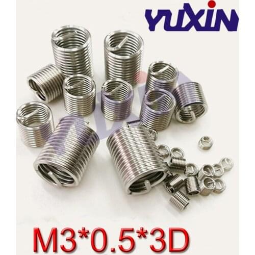 100pcs M3*0.5*3D Wire Thread Insert Stainless Steel 304 Wire Screw Sleeve, M3 Screw Bushing Helicoil Wire Thread Repair Inserts