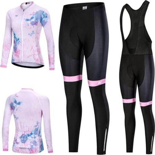 2021 Bib Cycling Sets Mountain Bicycle Jersey Clothing Suit Anti-UV MTB Bike Ensemble Femme 2 Pièces Feminina Sport Woman Tights
