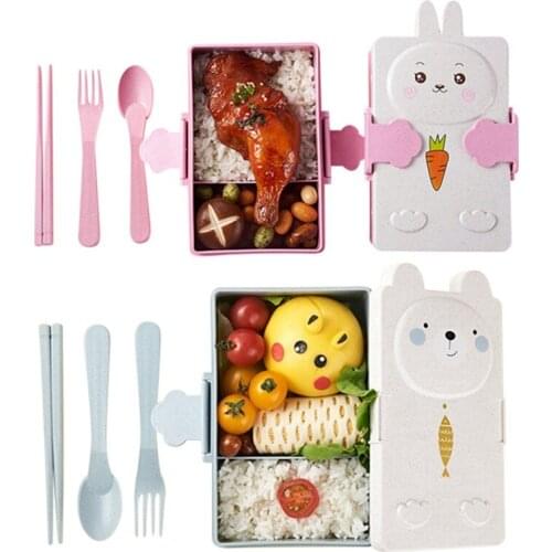 4pcs/set Baby Cartoon Dish Tableware Children Feeding Dishes Kids Natural Bamboo Fiber Dinnerware With Bowl Fork Cup Spoon Plate
