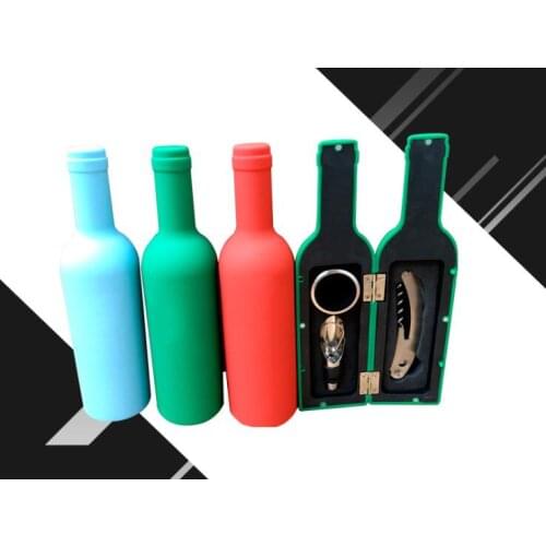 42sets/lot Wine Opener Tool Set 3 In 1 Bottle Shape Opener Stopper Drip Ring Wine Pourer Stainless Steel Bottle Opener Set