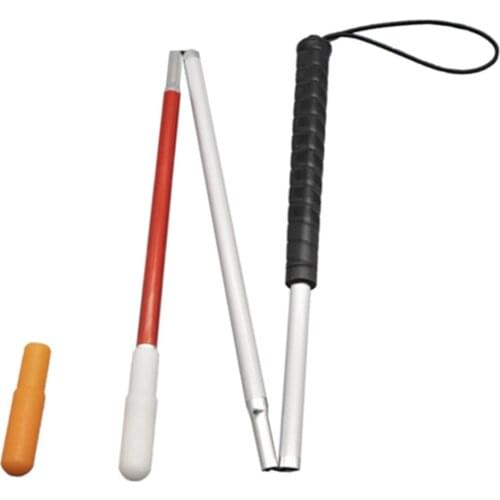 70cm - 80 cm Aluminium Folding Blind Cane , White Cane ,Black Handle, with 2 Tips, 3PEA-BLK