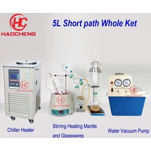 Free shipping,5L Short Path Distillation with 220V Stirring Heating Mantle,Chiller Heaater and Vacuum Pump