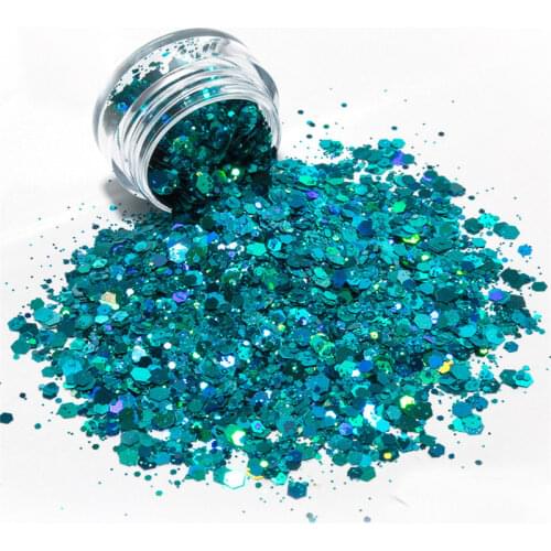 24 Colors Laser Chunky Glitter Dust For Face Eye Makeup Mixed Hexagon Shaped Glitter Powder Women Nails Art DIY Body Decorations