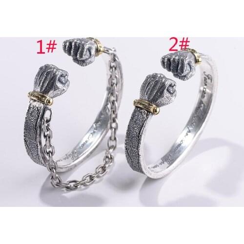 990 Sterling Silver Mens fist Power retro Cuff bangle bracelet Jewelry A3458