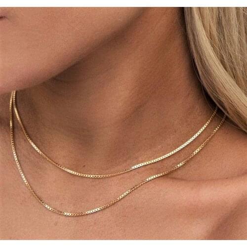 100% 925 Sterling Silver Thin 0.65MM 1MM Delicate Dainty Box Chain wedding Necklace