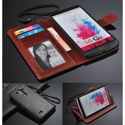 Photo Frame style for LG G3 Case D855 3 D850 Wallet card Slot stent cases Horse leather Pattern Flip protect Cover black LG3