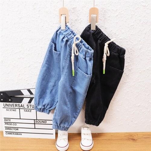 2021 childrens autumn wear new childrens jeans cotton medium-small Childrens version of Korean womens Leggings open-end Pant