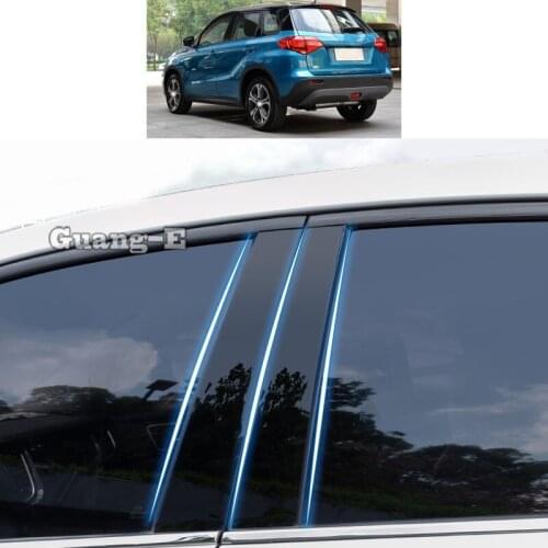 For Suzuki Vitara 2016 2017 2018-2020 Car PC Material Pillar Post Cover Door Trim Window Piano Black Molding Sticker Plate Parts