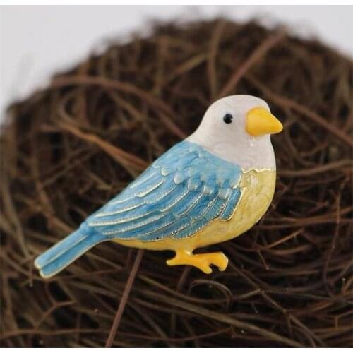 JL-38HV37 Feather Bird Bird Pin or Brooches - Bird Jewelry with Organza Pouch Blue/Green Fabulous Gift Enameled Bird 3.5*2cm