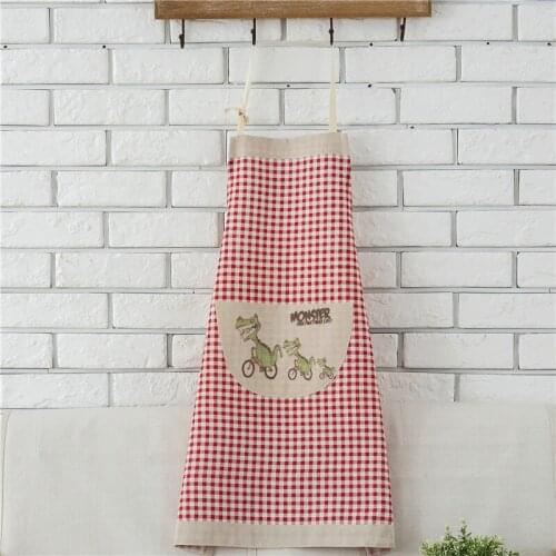 Printed Women Apron with Pocket Waterproof Cartoon Cleaning Bib Kitchen Aprons Simple Backing Mats Apron Coffe Shop Waiter Apron