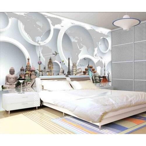 3d world famous tourist building TV backdrop mural painting photos Home Decoration living 3d wallpaper