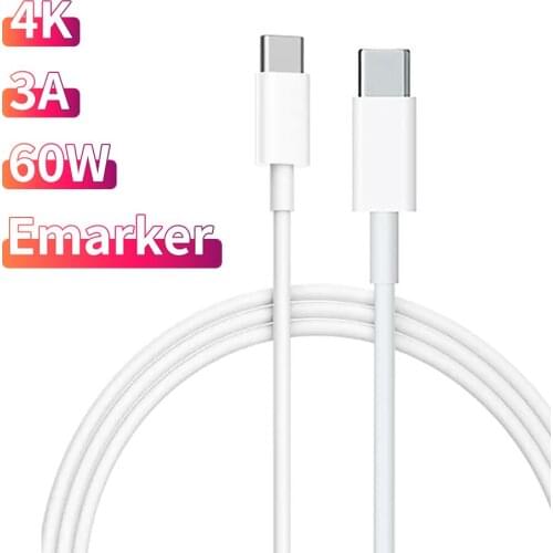 USB C video cable USB 3.1 Gen 1 USB C to USB C cable 4K 60Hz PD 60W 20V 3A USB-C fast charging cable for samsung Apple macbook