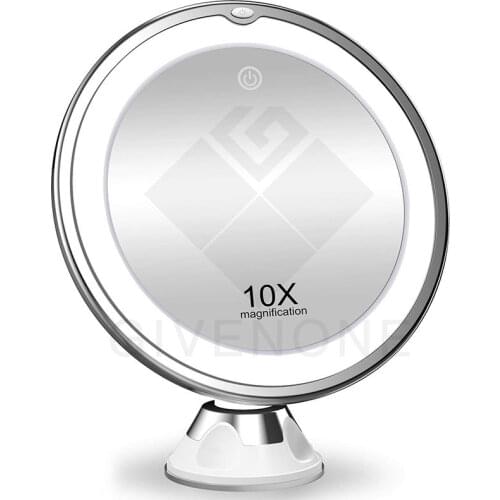 Makeup Beauty Ring Light Mirror With LED Light 10X Magnifying Glass 360 Degree Rotating Smart Switch Makeup Light Small Mirror