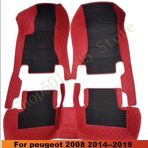 Car Floor Mats For peugeot 2008 2014 2015 2016 2017 2018 2019 Pedals Protect Accessories Interior Parts Waterproof Carpet